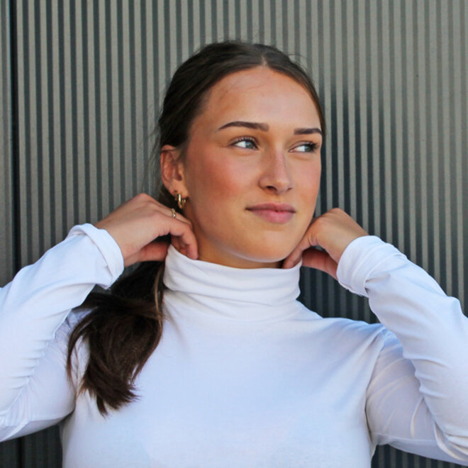 Campri Dames - 2-Pack - Skipully - shirt met col - Wit & Zalm Oranje