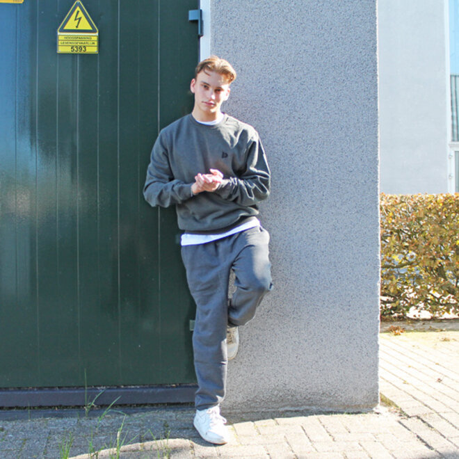 Donnay Heren - 2-Pack - Fleece Crew Sweater Dean - Donkergrijs & Navy