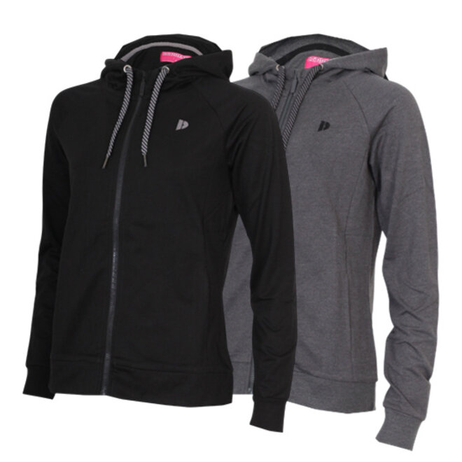 Donnay Dames - 2-Pack - Stretch Vest met capuchon Jale - Zwart  & Donkergrijs