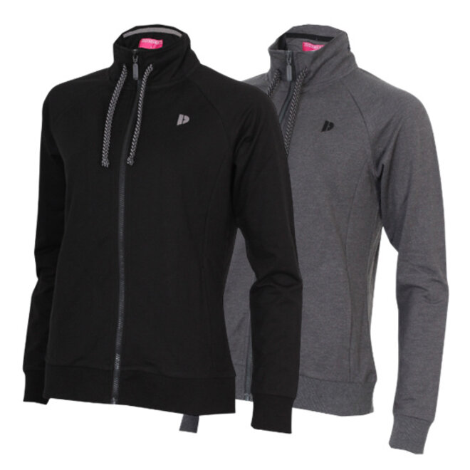 Donnay Dames - 2-Pack - Stretch Vest met kraag Jamie - Zwart & Donkergrijs