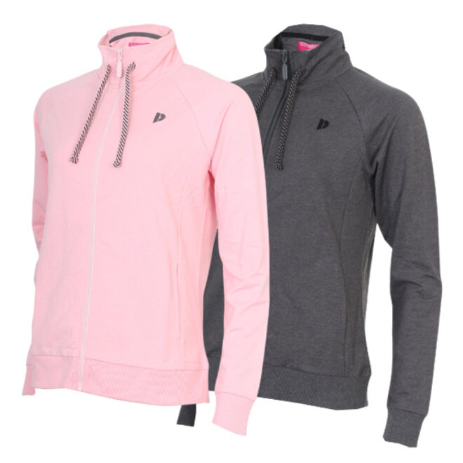 Donnay Dames - 2-Pack - Stretch Vest met kraag Jamie - Pink & Donkergrijs