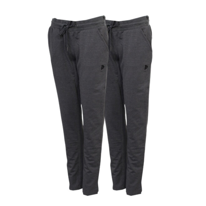 Donnay Dames - 2-Pack - Stretch Joggingbroek rechte pijp Nadia - Donkergrijs Gemêleerd