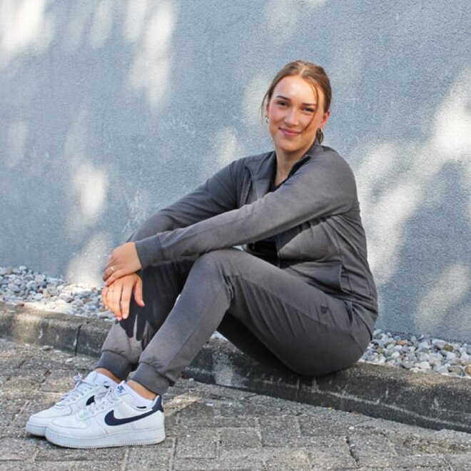 Donnay Dames - 2-Pack - Stretch Joggingbroek Jana - Donkergrijs Gemêleerd