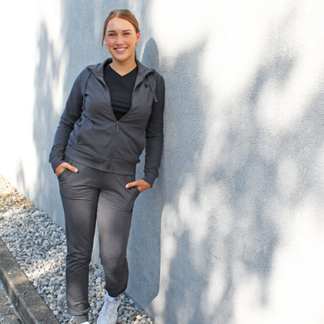Donnay Dames - 2-Pack - Stretch Joggingbroek Jana - Donkergrijs Gemêleerd