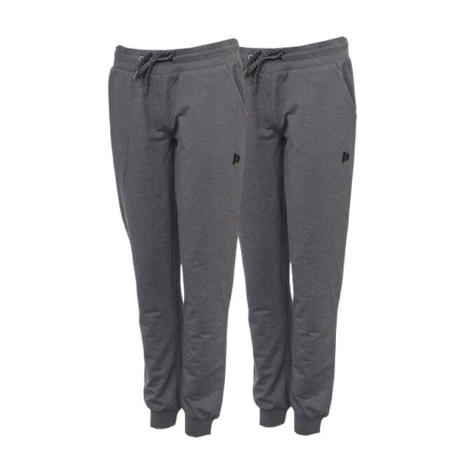 Donnay Dames - 2-Pack - Stretch Joggingbroek Jana - Donkergrijs Gemêleerd