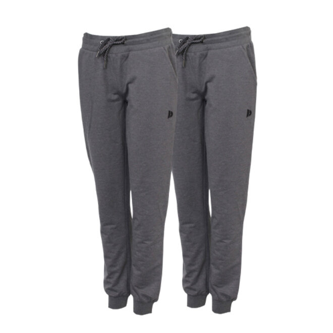 Donnay Dames - 2-Pack - Stretch Joggingbroek Jana - Donkergrijs Gemêleerd