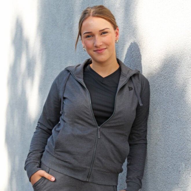 Donnay Dames - Joggingsuit Tess - Donkergrijs Gemêleerd