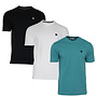 Donnay Heren - 3-Pack - T-Shirt Vince - Zwart/Wit/Teal Blue