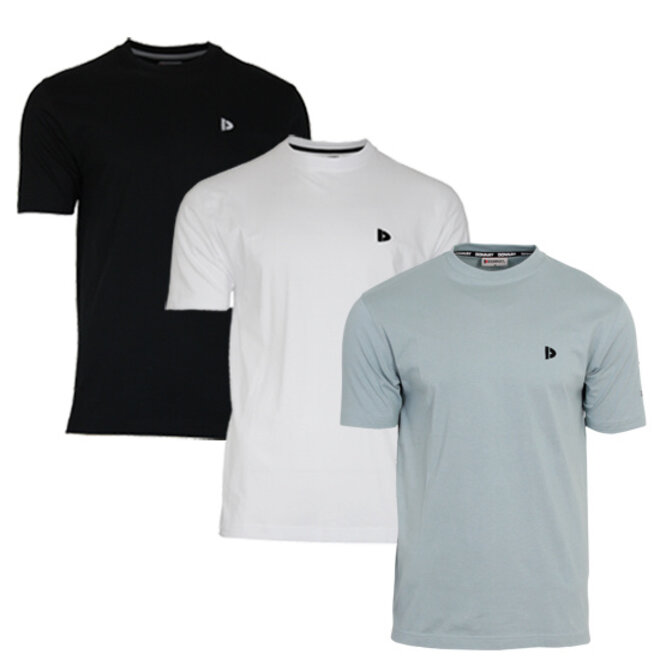 Donnay Heren - 3-Pack - T-Shirt Vince - Zwart/Wit/Granite Green