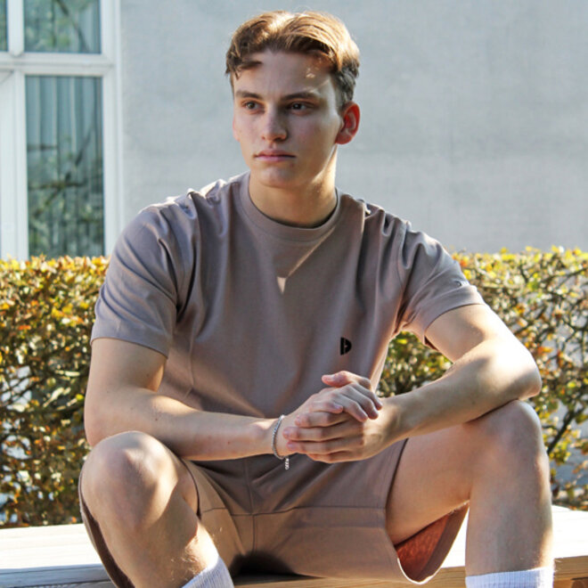 Donnay Heren - 3-Pack - T-Shirt Vince - Zwart/Navy/Taupe Grey