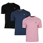 Donnay Heren - 3-Pack - T-Shirt Vince - Zwart/Navy/Candy Pink
