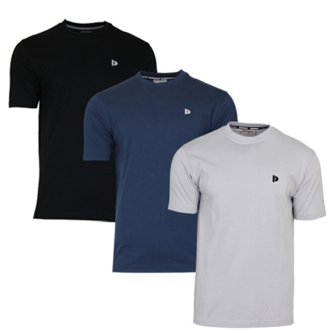Donnay Heren - 3-Pack - T-Shirt Vince - Zwart/Navy/Light Grey