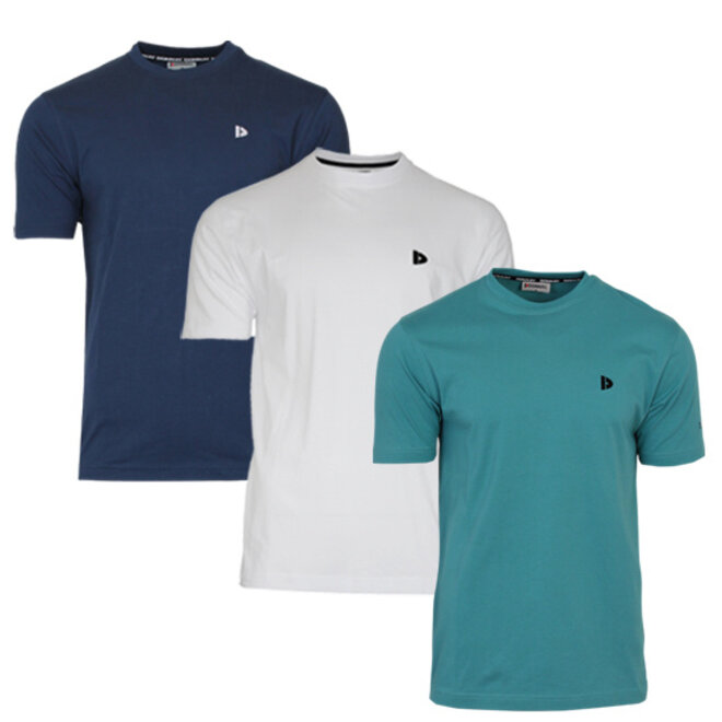 Donnay Heren - 3-Pack - T-Shirt Vince - Navy/Wit/Teal Blue