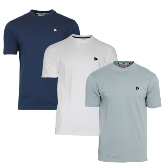 Donnay Heren - 3-Pack - T-Shirt Vince - Navy/Wit/Granite Green