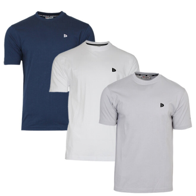 Donnay Heren - 3-Pack - T-Shirt Vince - Navy/Wit/Light Grey