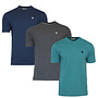 Donnay Heren - 3-Pack - T-Shirt Vince - Navy/Donkergrijs/Teal Blue