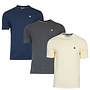 Donnay Heren - 3-Pack - T-Shirt Vince - Navy/Donkergrijs/Pastel Yellow