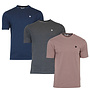 Donnay Heren - 3-Pack - T-Shirt Vince - Navy/Donkergrijs/Taupe Grey