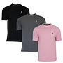 Donnay Heren - 3-Pack - T-Shirt Vince - Zwart/Donkergrijs/Candy Pink