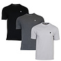 Donnay Heren - 3-Pack - T-Shirt Vince - Zwart/Donkergrijs/Light Grey