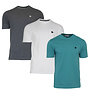 Donnay Heren - 3-Pack - T-Shirt Vince - Donkergrijs/Wit/Teal Blue