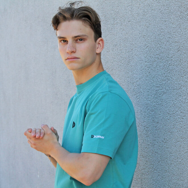 Donnay Heren - 3-Pack - T-Shirt Vince - Donkergrijs/Wit/Teal Blue