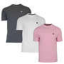 Donnay Heren - 3-Pack - T-Shirt Vince - Donkergrijs/Wit/Candy Pink