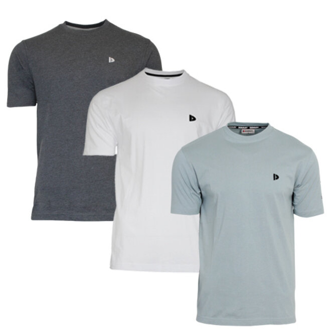 Donnay Heren - 3-Pack - T-Shirt Vince - Donkergrijs/Wit/Granite Green