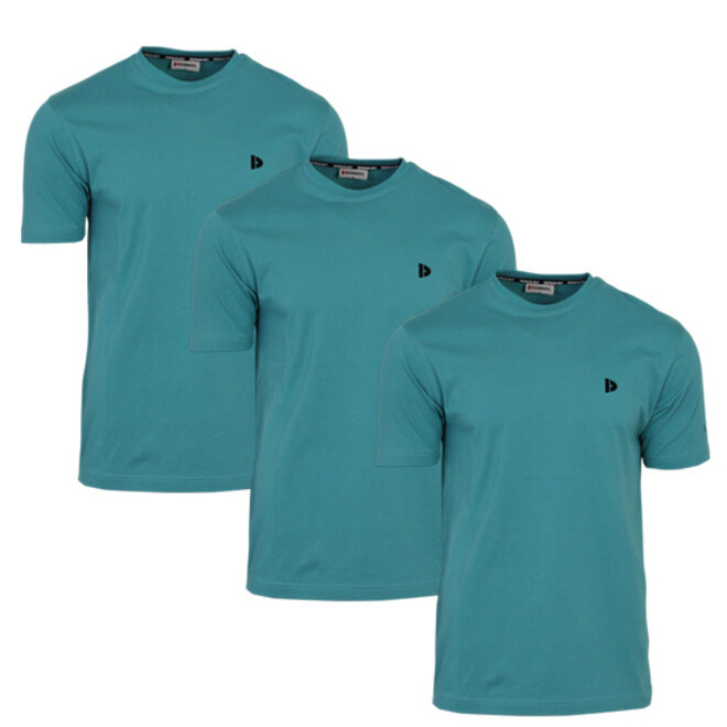 Donnay Heren - 3-Pack - T-Shirt Vince - Teal Blue