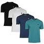 Donnay Heren - 4-Pack - T-Shirt Vince - Zwart/Wit/Navy/Teal Blue
