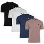 Donnay Heren - 4-Pack - T-Shirt Vince - Zwart/Wit/Navy/Taupe Grey