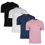 Donnay Heren - 4-Pack - T-Shirt Vince - Zwart/Wit/Navy/Candy Pink