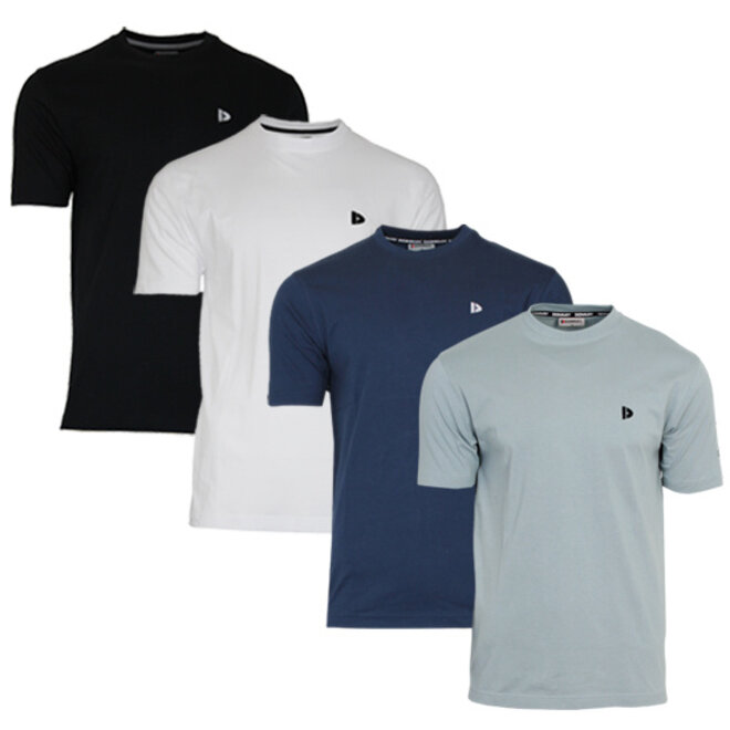 Donnay Heren - 4-Pack - T-Shirt Vince - Zwart/Wit/Navy/Granite Green