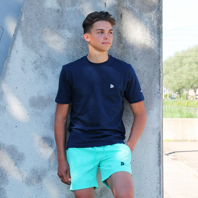 Donnay Heren - 4-Pack - T-Shirt Vince - Zwart/Wit/Navy/Light Denim Blue