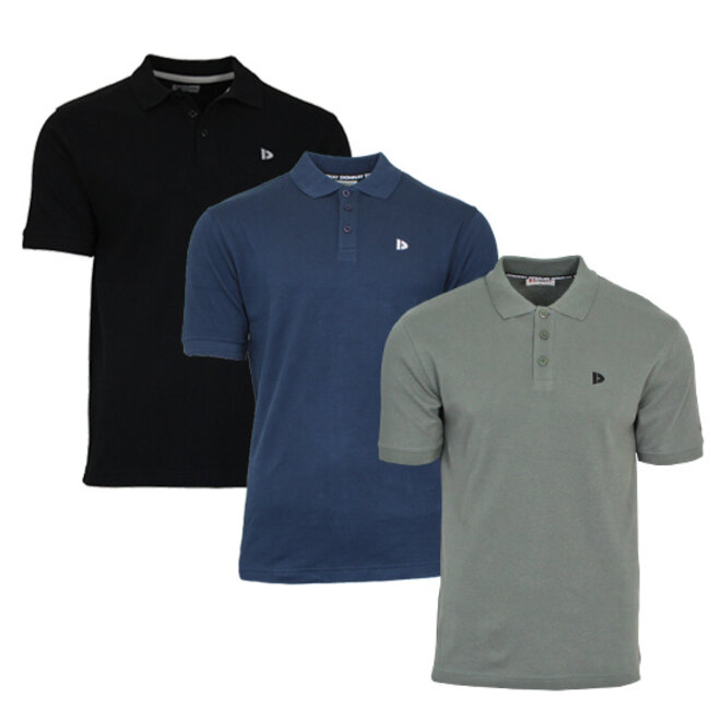 Donnay Heren - 3-Pack - Polo shirt Noah - Zwart / Navy / Jungle Green