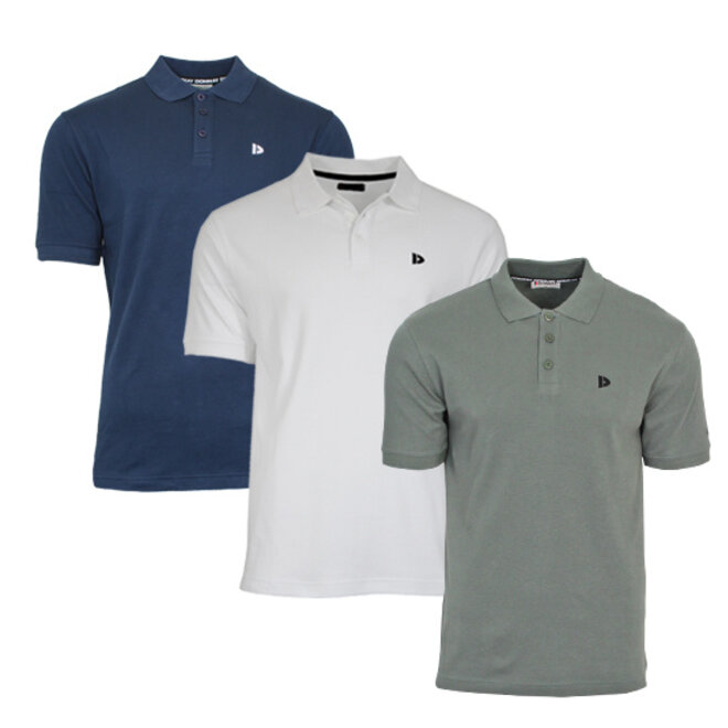Donnay Heren - 3-Pack - Polo shirt Noah - Navy / Wit / Jungle Green