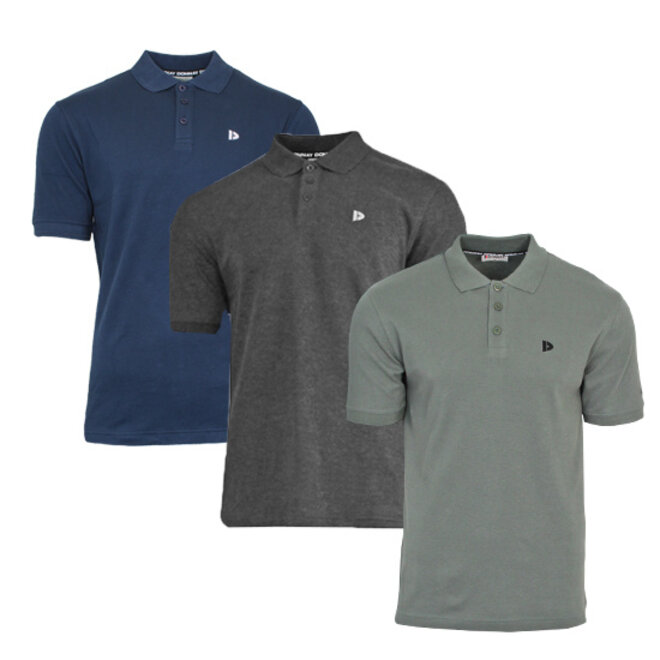 Donnay Heren - 3-Pack - Polo shirt Noah - Navy / Donkergrijs / Jungle Green