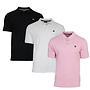 Donnay Heren - 3-Pack - Polo shirt Noah - Zwart / Wit / Candy Pink