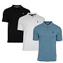 Donnay Heren - 3-Pack - Polo shirt Noah - Zwart / Wit / Light Denim Blue