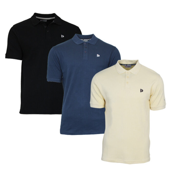 Donnay Heren - 3-Pack - Polo shirt Noah - Zwart / Navy / Pastel Yellow