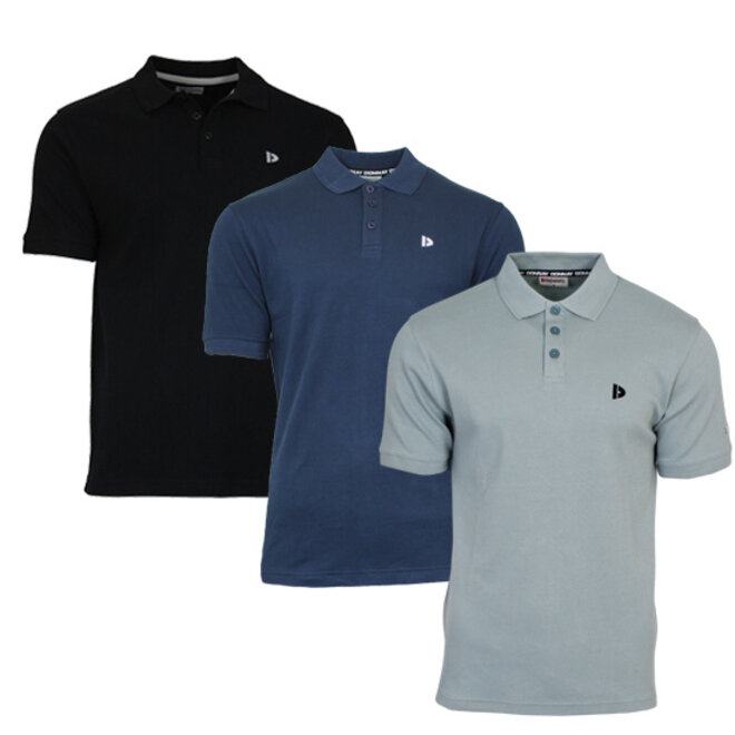 Donnay Heren - 3-Pack - Polo shirt Noah - Zwart / Navy / Granite Green