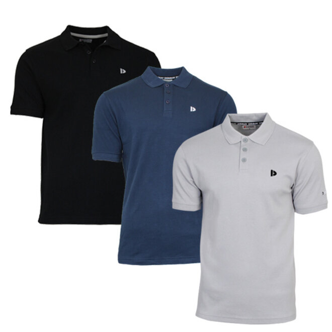 Donnay Heren - 3-Pack - Polo shirt Noah - Zwart / Navy / Light Grey