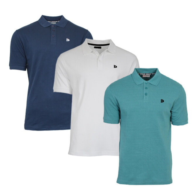 Donnay Heren - 3-Pack - Polo shirt Noah - Navy / Wit / Teal Blue