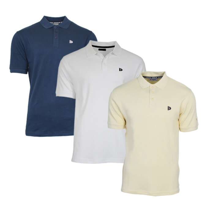 Donnay Heren - 3-Pack - Polo shirt Noah - Navy / Wit / Pastel Yellow