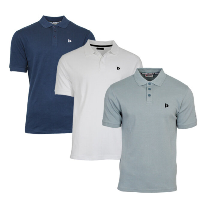 Donnay Heren - 3-Pack - Polo shirt Noah - Navy / Wit / Granite Green
