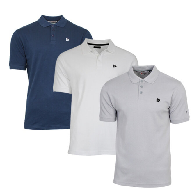 Donnay Heren - 3-Pack - Polo shirt Noah - Navy / Wit / Light Grey