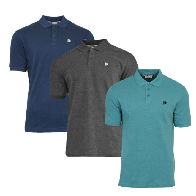 Donnay Heren - 3-Pack - Polo shirt Noah - Navy / Donkergrijs / Teal Blue