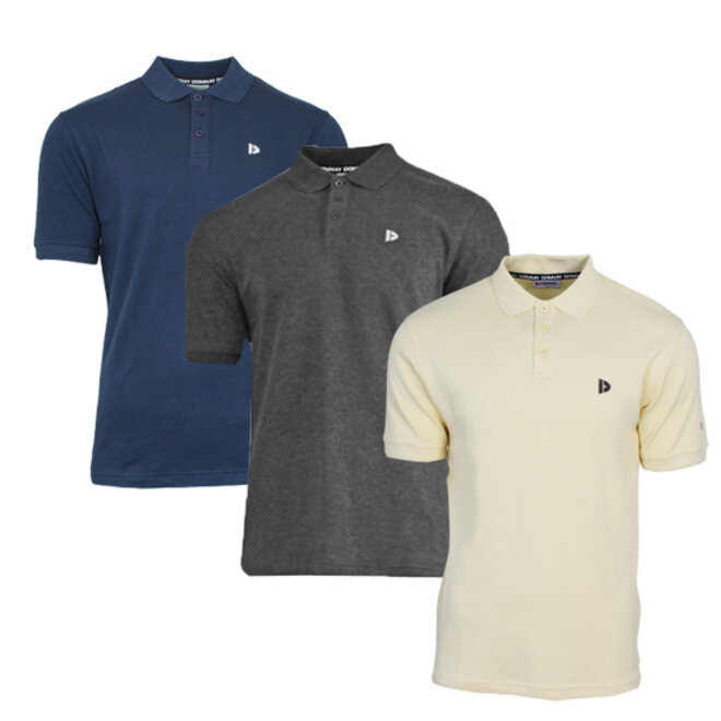 Donnay Heren - 3-Pack - Polo shirt Noah - Navy / Donkergrijs / Pastel Yellow