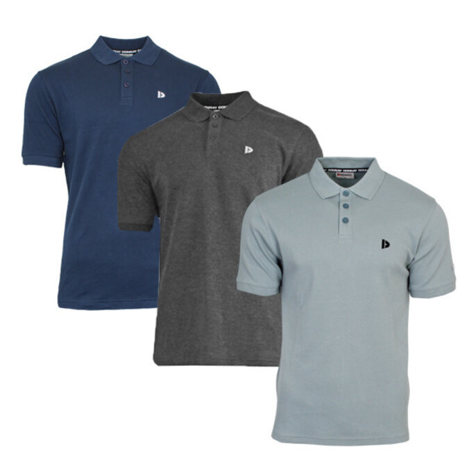 Donnay Heren - 3-Pack - Polo shirt Noah - Navy / Donkergrijs / Granite Green