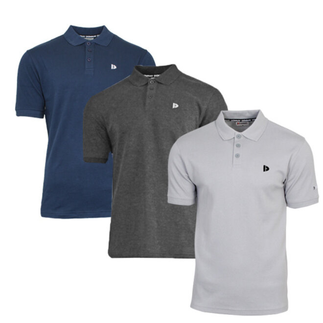 Donnay Heren - 3-Pack - Polo shirt Noah - Navy / Donkergrijs / Light Grey
